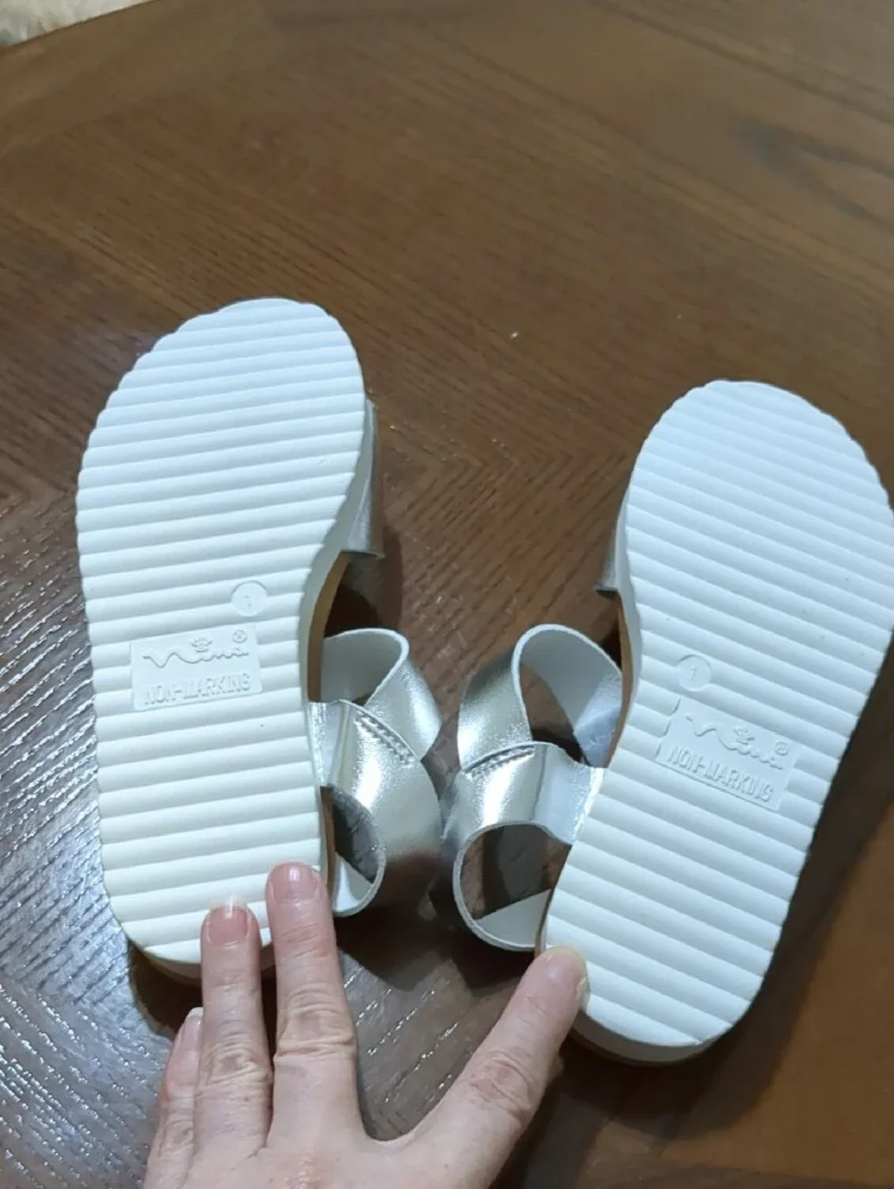 Nina Metallic Silver Girls Buckle Sandals